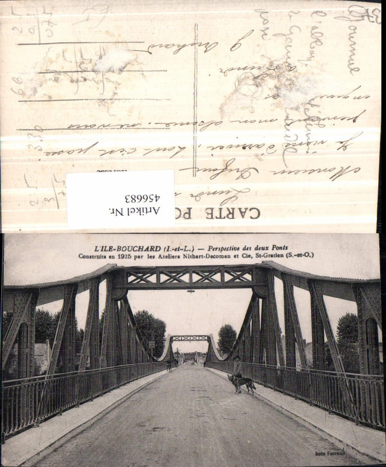 456683,Centre Indre-et-Loire L'Ile-Bouchard Ponts Brücke Hund