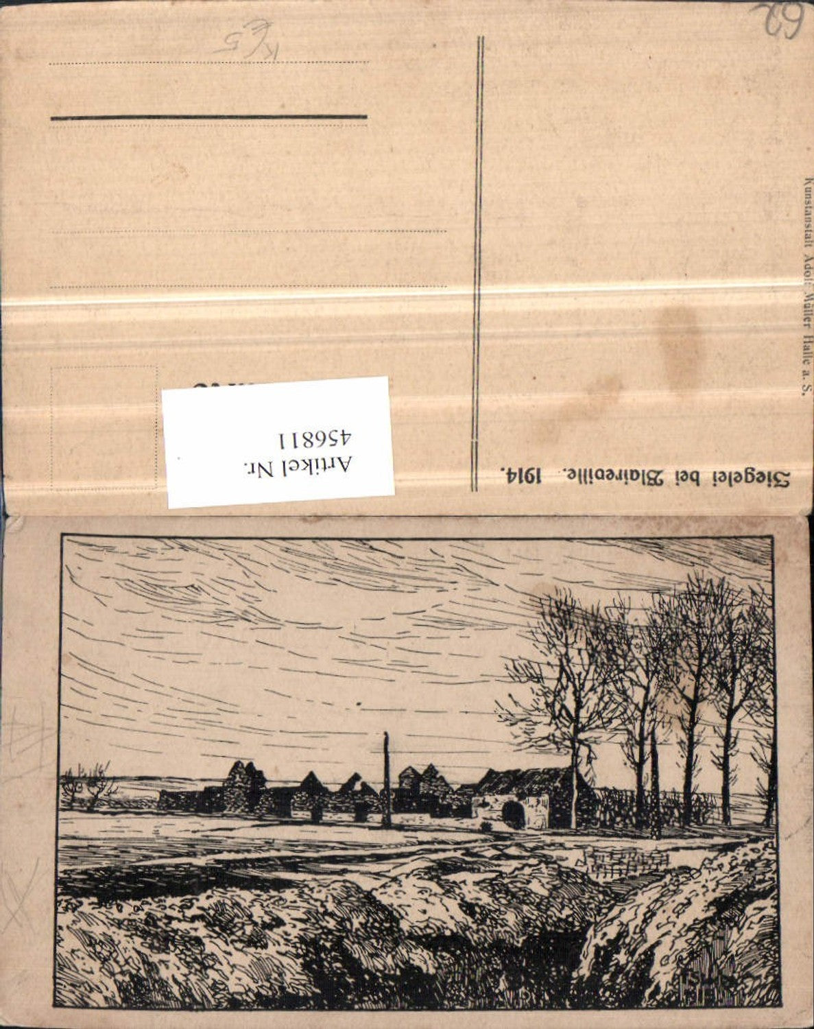 456811,Künstler AK Nord-Pas-de-Calais Pas-de-Calais Blaireville Ziegelei Landschaft