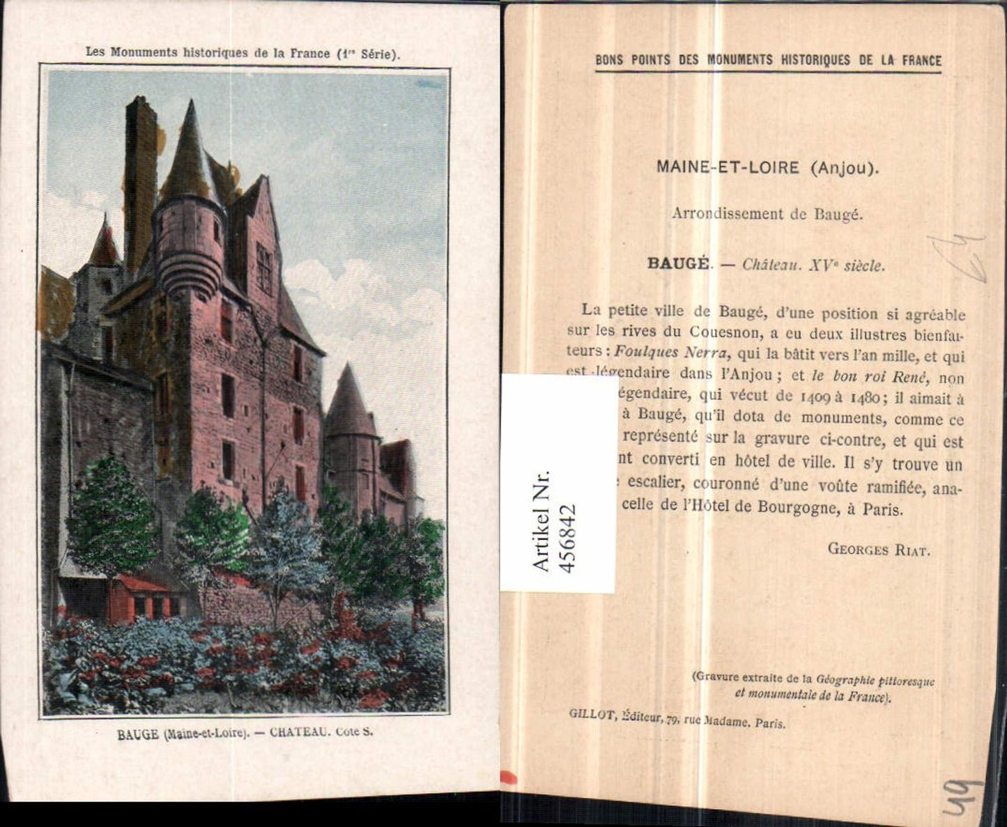 456842,Pays da la Loire Maine-et-Loire Bauge Chateau Schloss