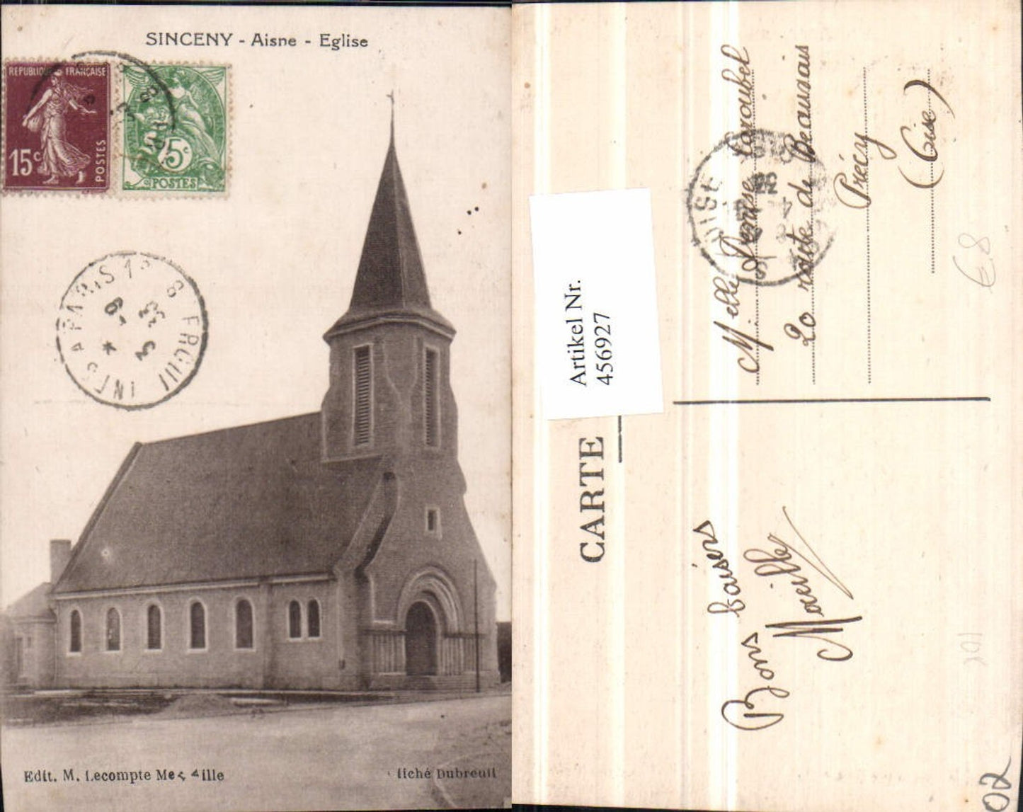 456927,Picardie Aisne Sinceny Eglise Kirche