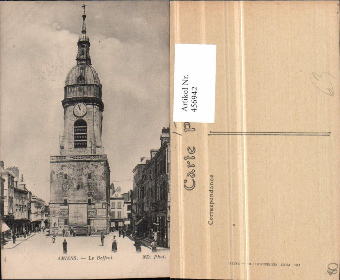456942,Picardie Somme Amiens Le Beffroi Turm Uhr