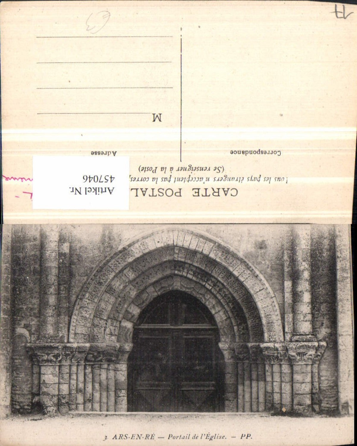 457046,Poitou-Charentes Charente-Maritime Ars-en-Re Portail Eglise Kirchenportal
