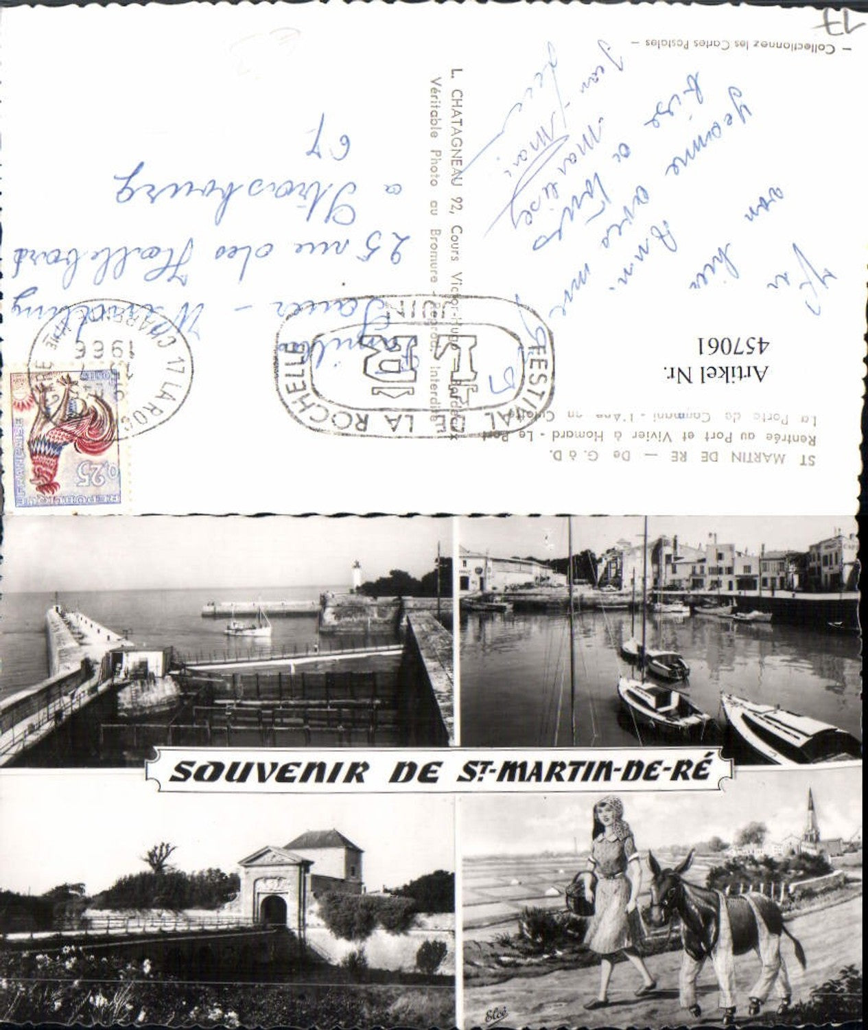 457061,Poitou-Charentes Charente-Maritime St-Martin-de-Re Hafen Esel Mehrbildkarte