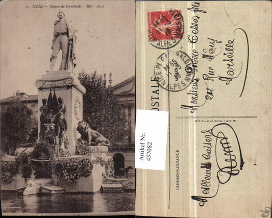 457082,Provence-Alpes-Cote-Azur Alpes-Maritimes Nice Nizza Statue Garibaldi Denkmal