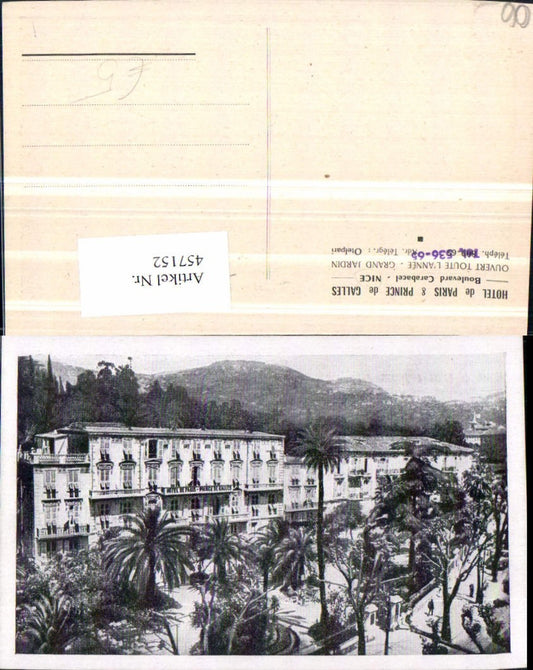 457152,Provence-Alpes-Cote-Azur Alpes-Maritimes Nice Nizza Hotel Paris