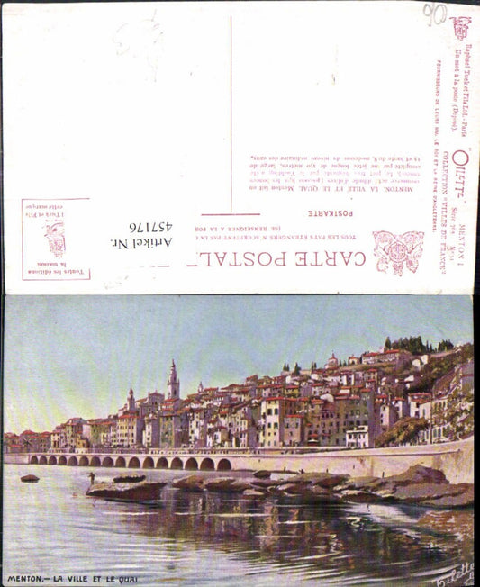 457176,Künstler AK Provence-Alpes-Cote-Azur Alpes-Maritimes Menton pub Tuck 765/51