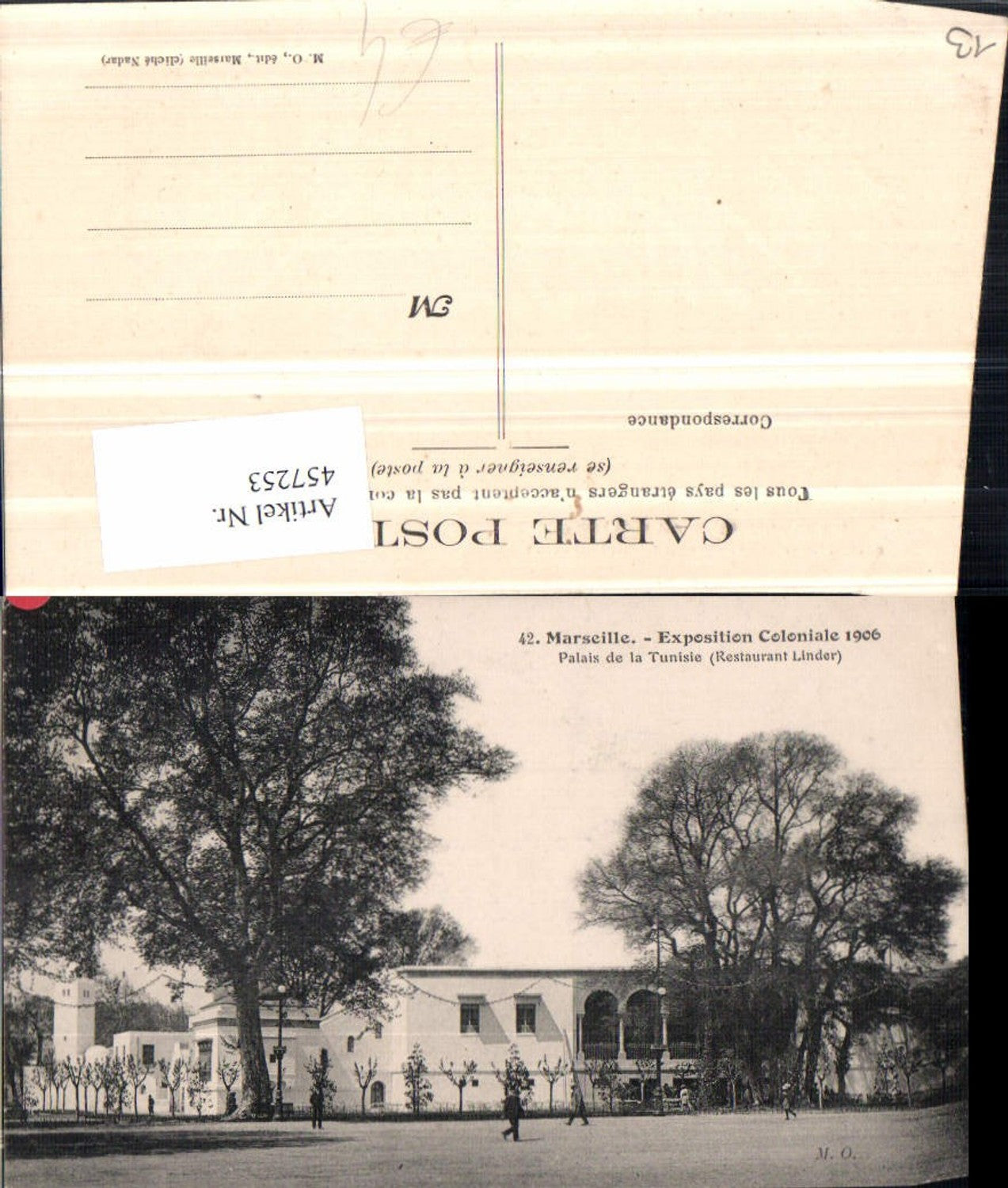 457253,Provence-Alpes-Cote-Azur Bouches-du-Rhone Marseille Exposition 1906 Palais Tunisie