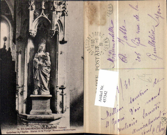 457342,Rhone-Alpes Isere St-Geoire-en-Valdaine Eglise Statue de la Vierge