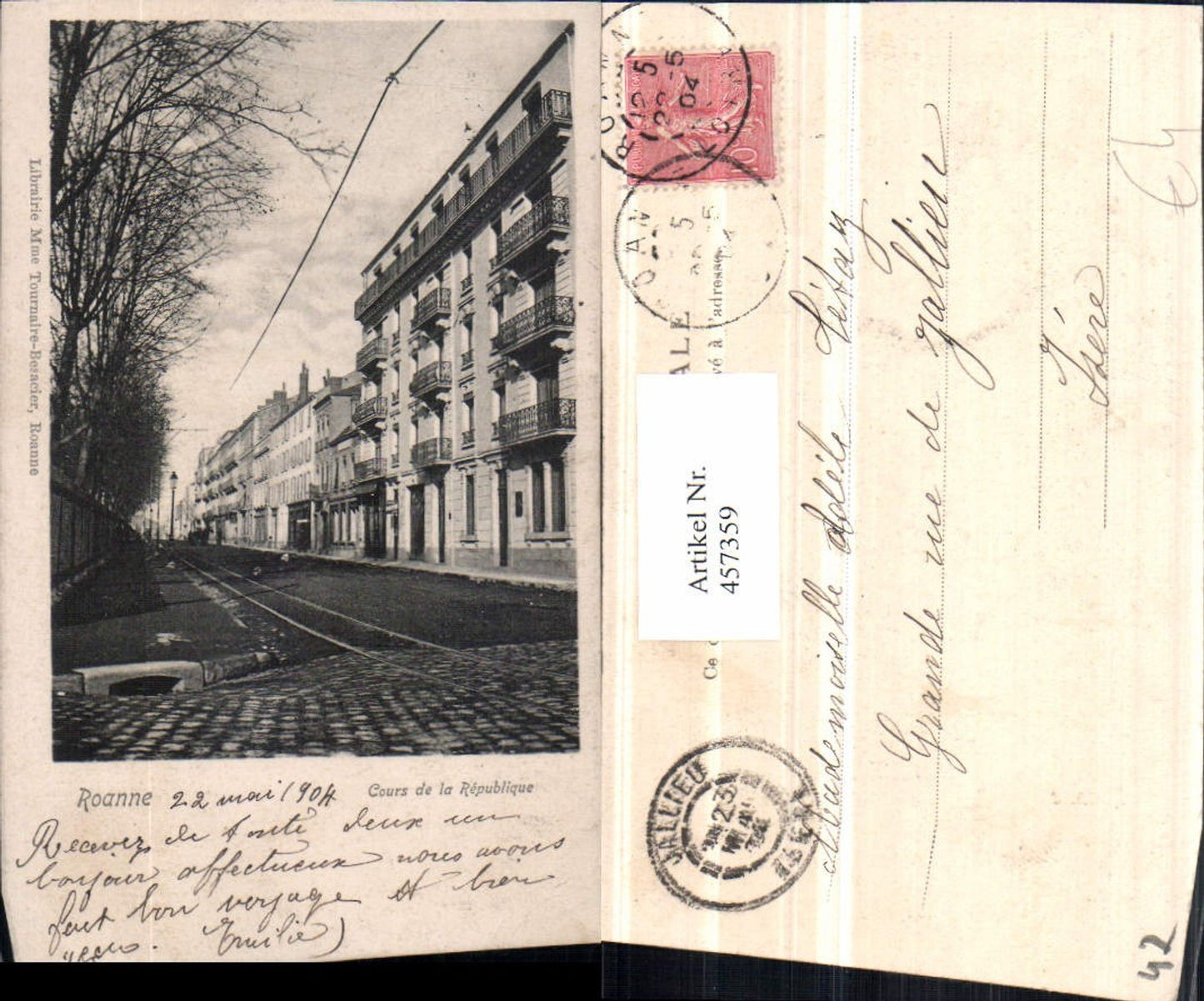 457359,Rhone-Alpes Loire Roanne Cours de la Republique Straßenansicht