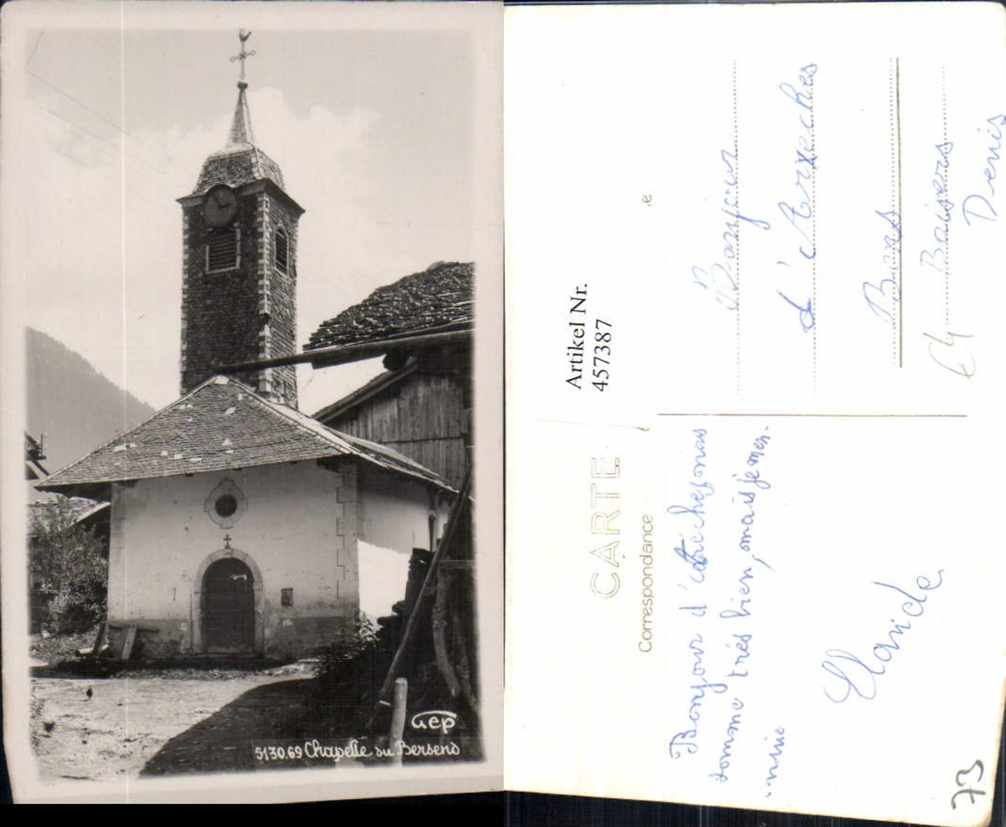 457387,Rhone-Alpes Savoie Chapelle du Bersend Kapelle Kirche Turm