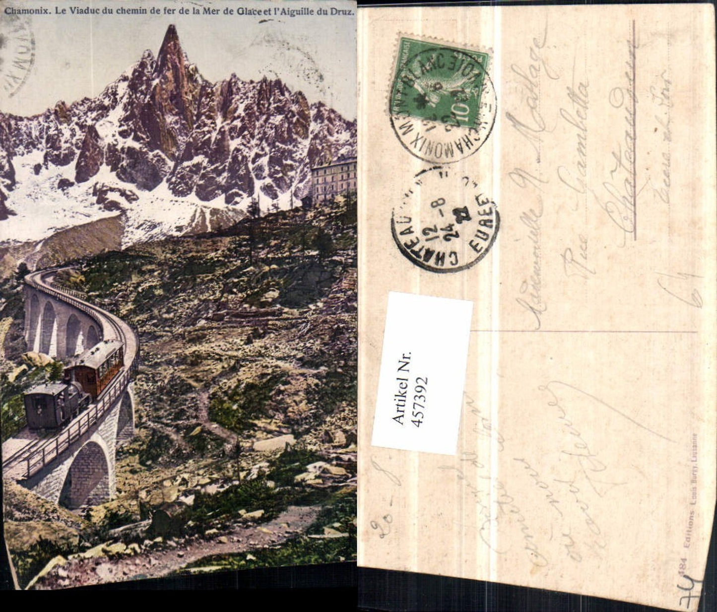 457392,Rhone-Alpes Haute-Savoie Chamonix Viaduc Glace et Aiguille Druz Zahnradbahn