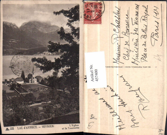 457400,Rhone-Alpes Haute-Savoie Lac d'Annecy Sevrier Kirche Bergkulisse