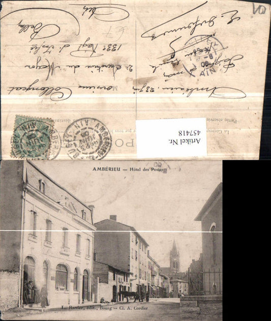 457418,Rhone-Alpes Ain Amberieu Hotel des Postes Straßenansicht Post