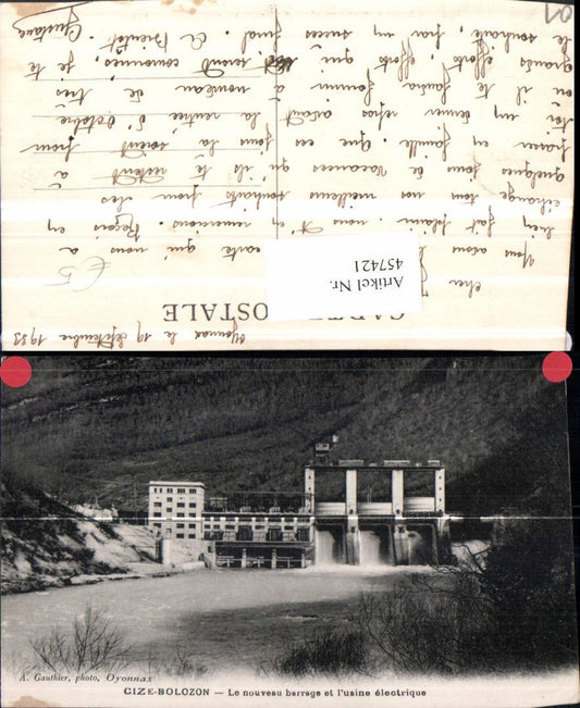457421,Rhone-Alpes Ain Cize-Bolozon Barrage et usine electrique Wasserkraftwerk