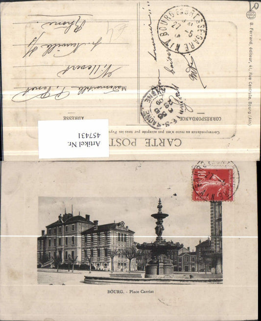 457431,Rhone-Alpes Ain Bourg Place Carriat Platz Brunnen