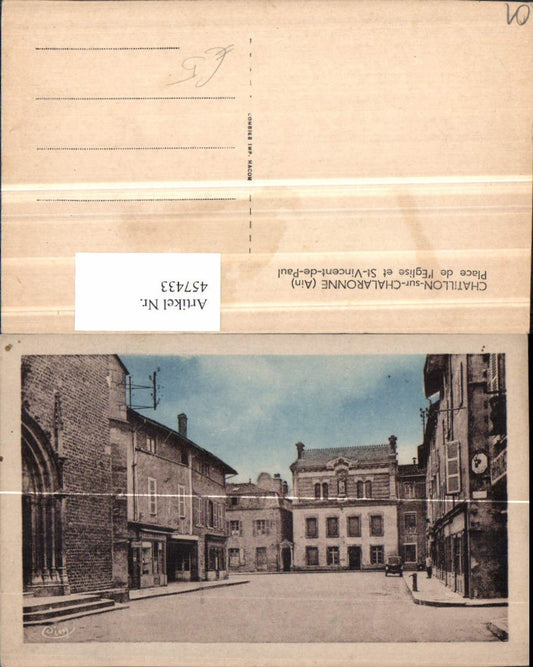 457433,Rhone-Alpes Ain Chatillon-sur-Chalaronne Place Eglise Straßenansicht