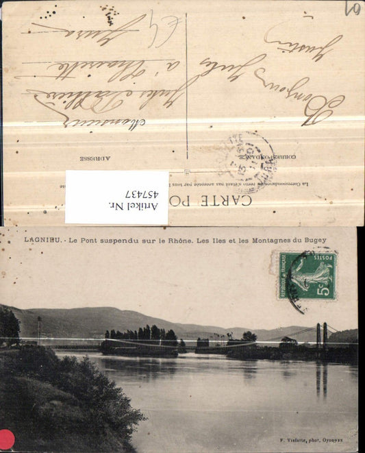 457437,Rhone-Alpes Ain Lagnieu Pont suspendu Brücke Fluss