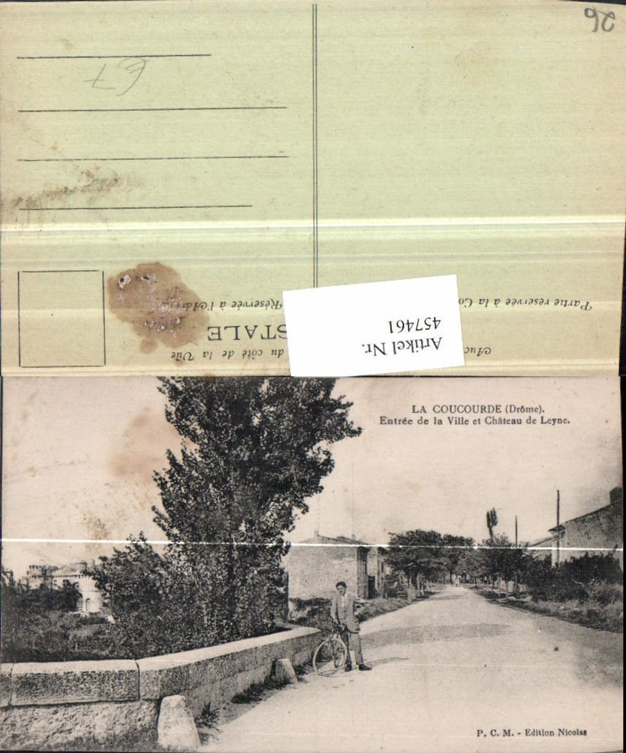 457461,Rhone-Alpes Drome La Coucourde Entree Ville et Chateau Leyne Fahrrad