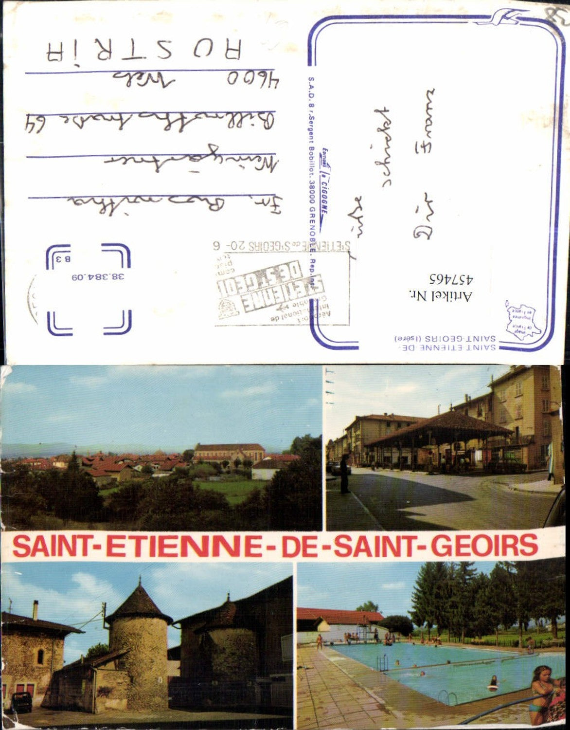 457465,Rhone-Alpes Isere Saint-Etienne-de-Saint-Geoirs Totale Freibad Mehrbildkarte
