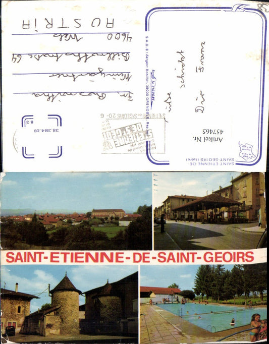457465,Rhone-Alpes Isere Saint-Etienne-de-Saint-Geoirs Totale Freibad Mehrbildkarte