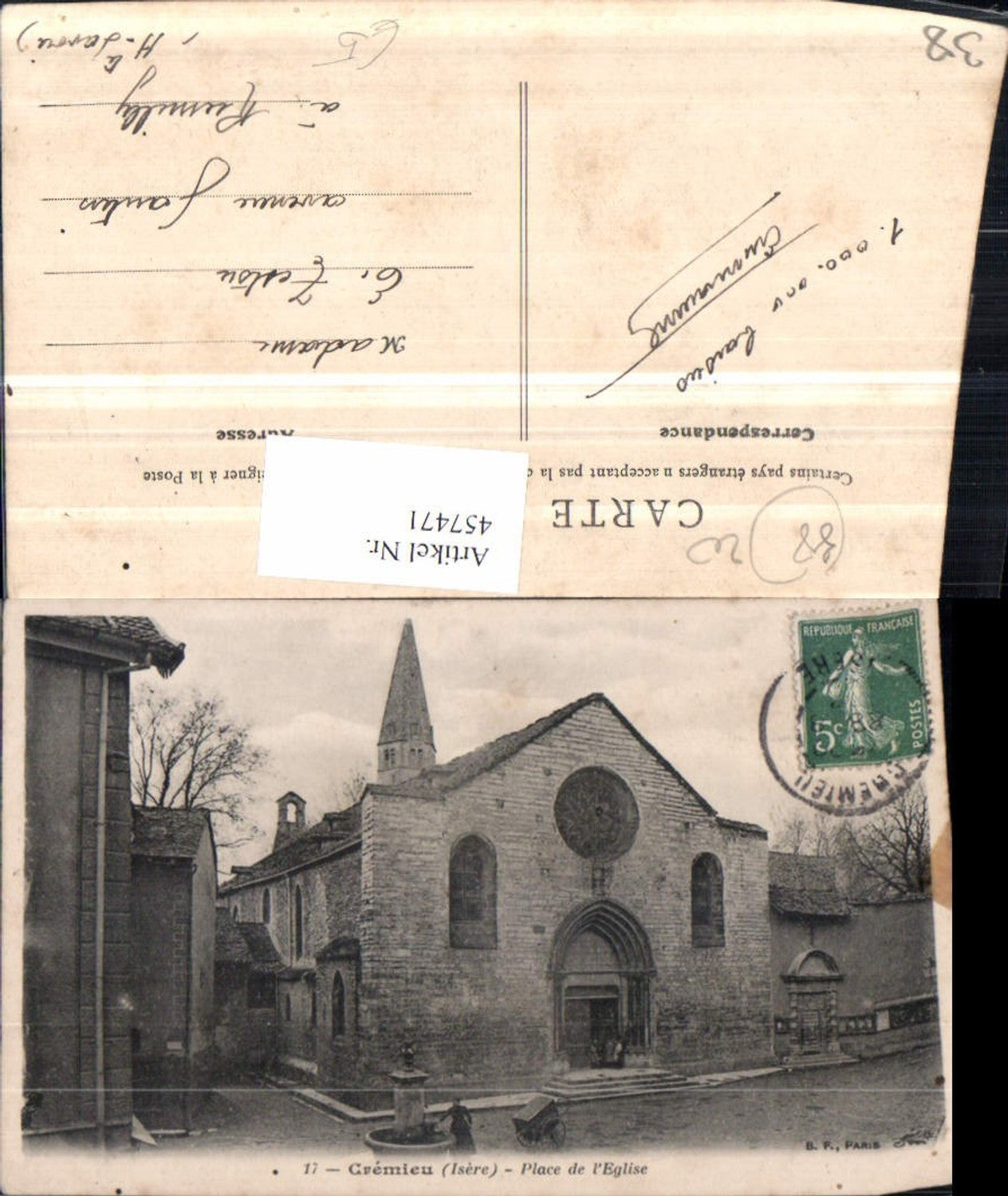 457471,Rhone-Alpes Isere Cremieu Place de Eglise Kirche