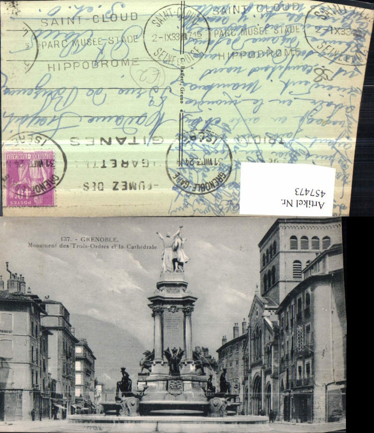 457473,Rhone-Alpes Isere Grenoble Monument Trois-Ordres Brunnen