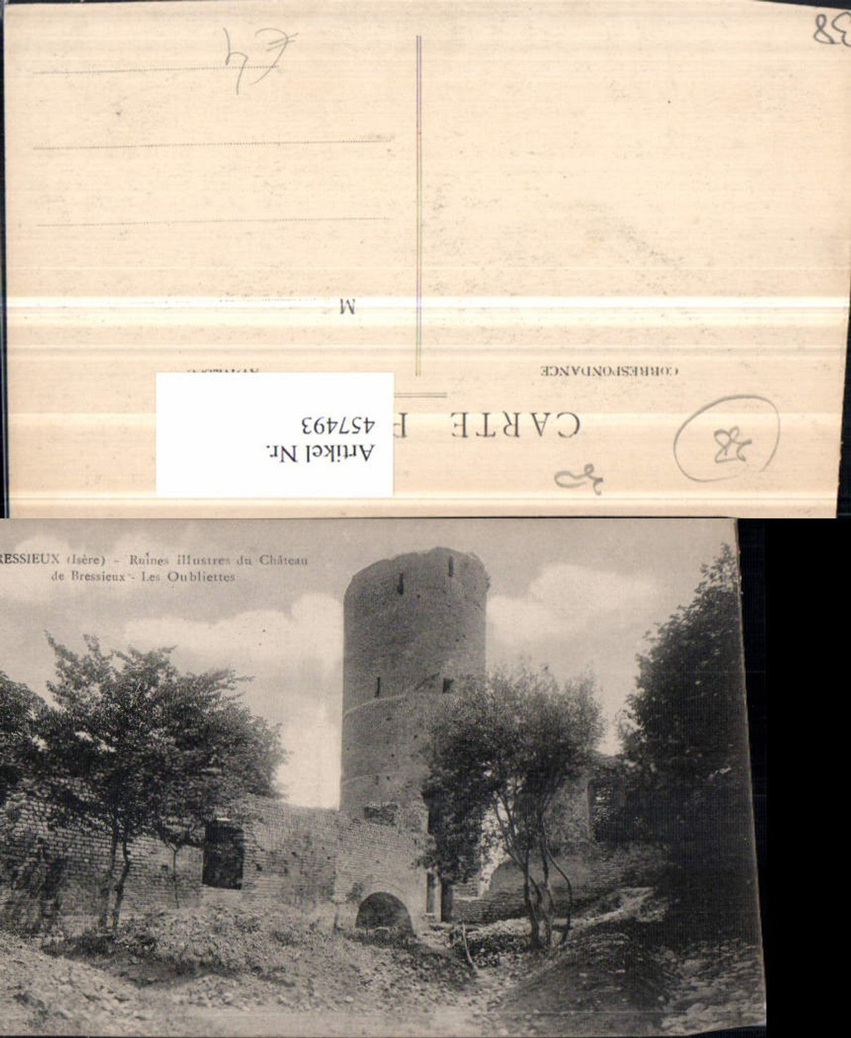 457493,Rhone-Alpes Isere Bressieux Ruines du Chateau Schlossruine Turm