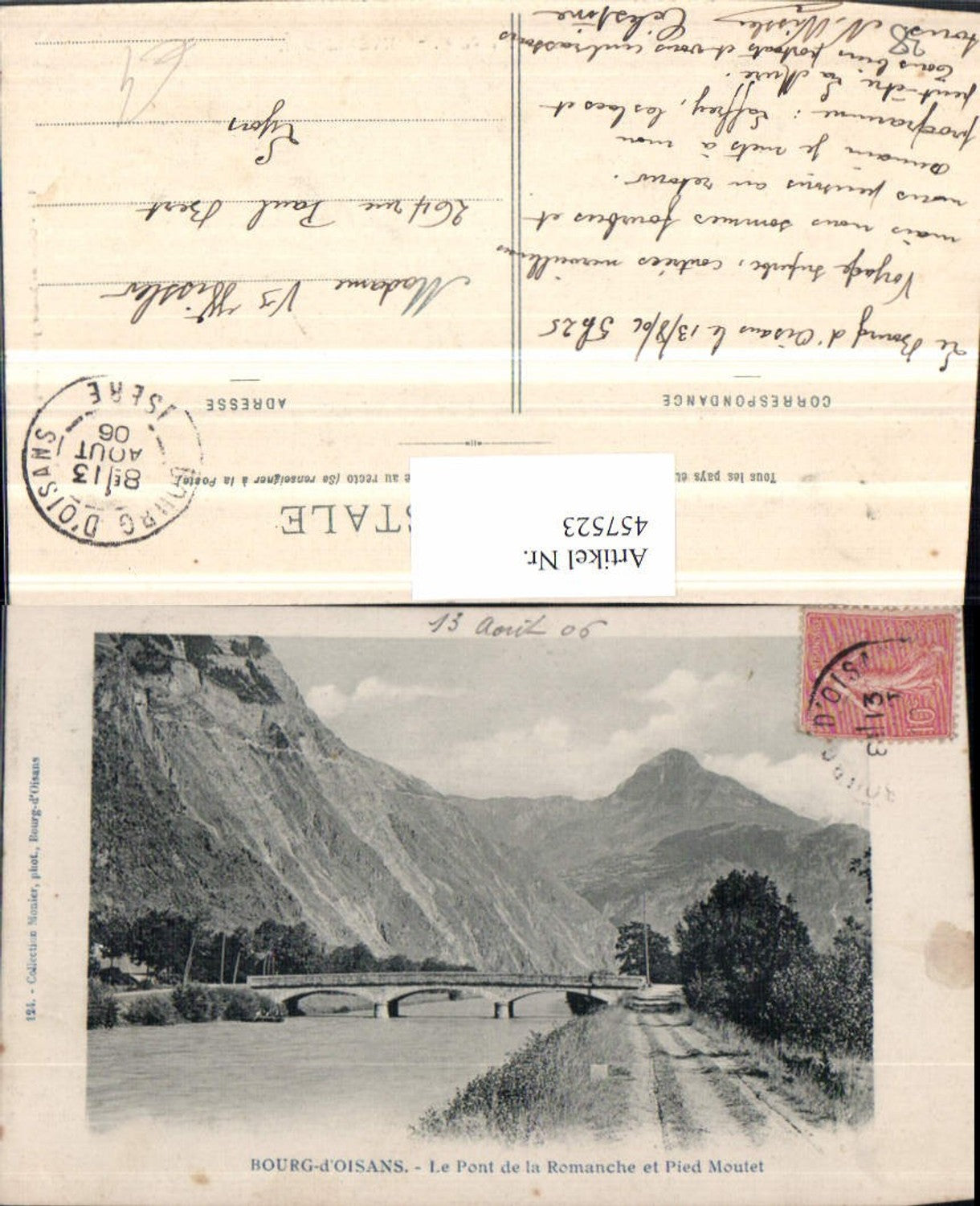 457523,Rhone-Alpes Isere Bourg-d'Oisans Pont Romanche Brücke Bergkulisse