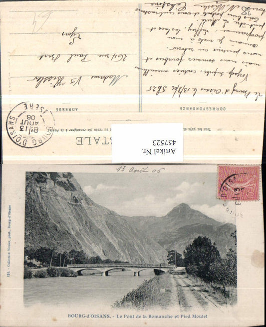 457523,Rhone-Alpes Isere Bourg-d'Oisans Pont Romanche Brücke Bergkulisse