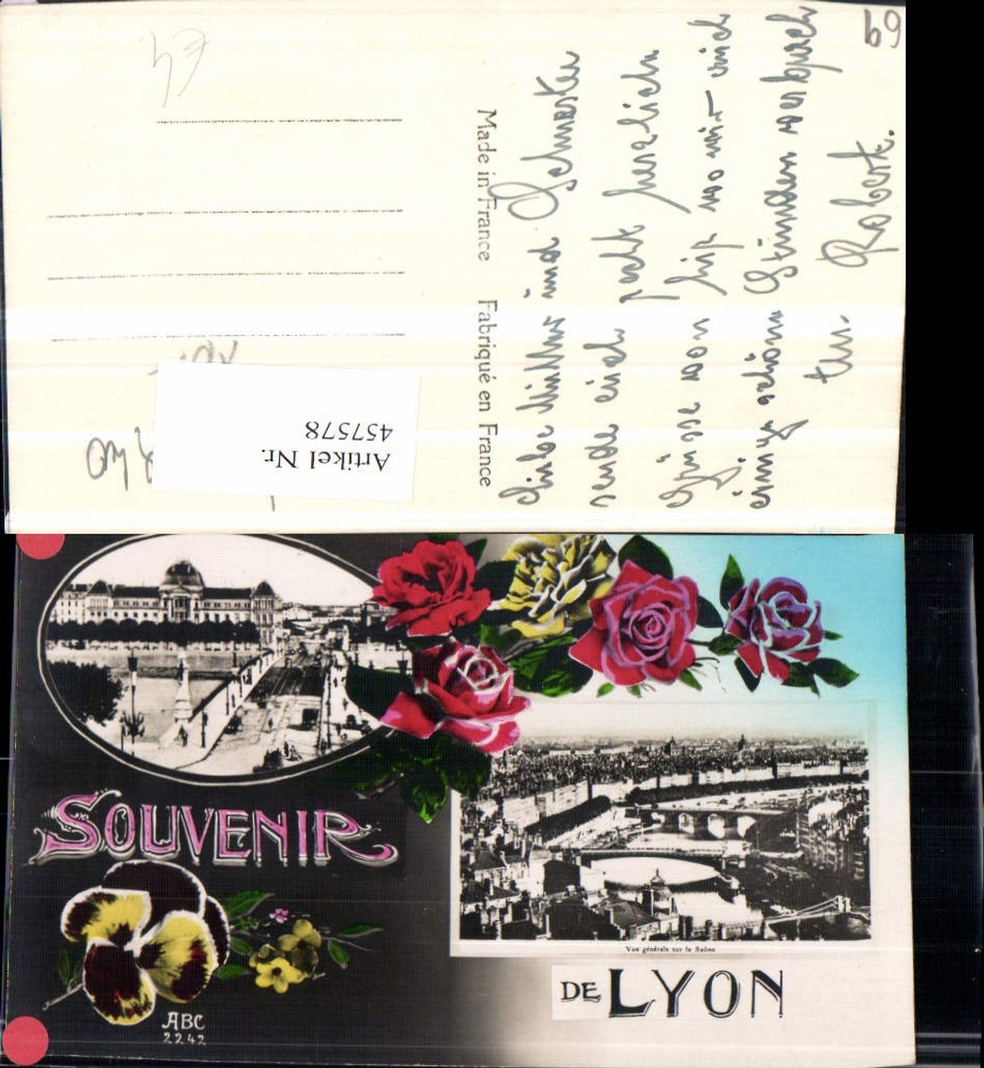 457578,Rhone-Alpes Rhone Lyon Vue generale Totale Brücke Mehrbildkarte Blumen