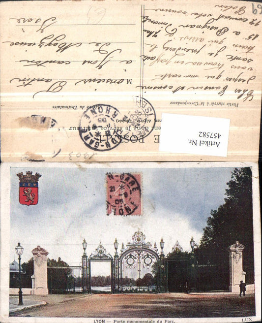 457582,Rhone-Alpes Rhone Lyon Porte monumentale du Parc Gittertor