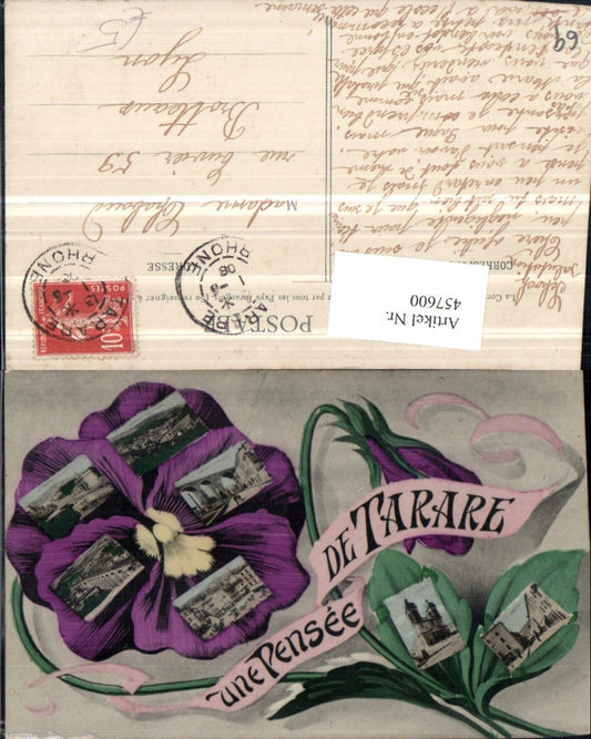 457600,Rhone-Alpes Rhone Pensee de Tarare Totale Viadukt Kirche Mehrbildkarte Blume