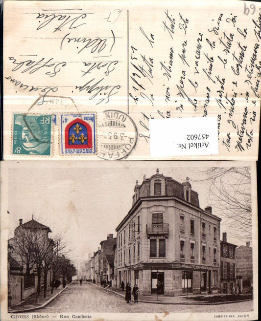 457602.Rhone-Alpes Rhone Givors Rue Gambetta Straßenansicht