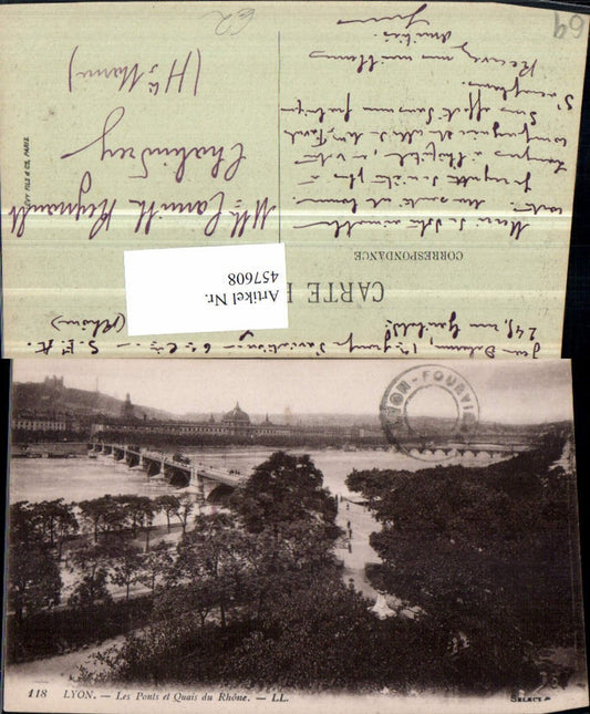 457608.Rhone-Alpes Rhone Lyon Ponts et Quais du Rhone Brücken