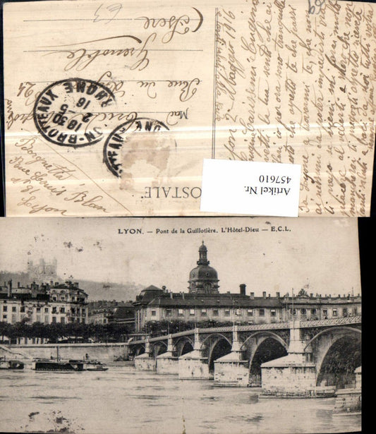 457610.Rhone-Alpes Rhone Lyon Pont Guillotiere Hotel-Dieu Brücke