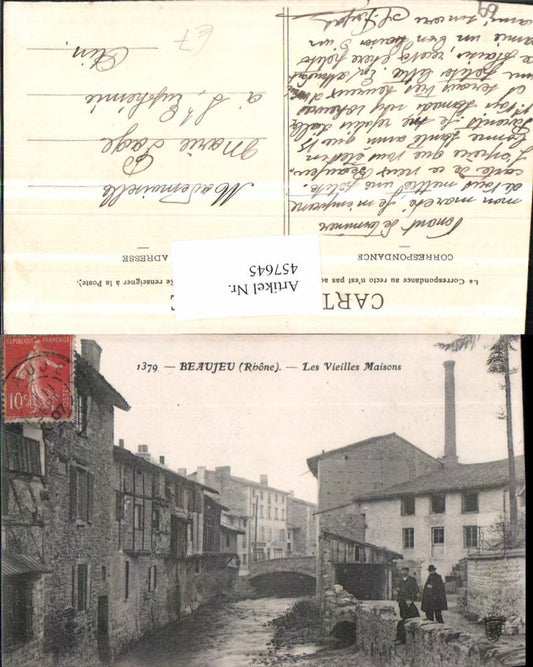 457645.Rhone-Alpes Rhone Beaujeu Vieilles Maisons Häuser Fluss