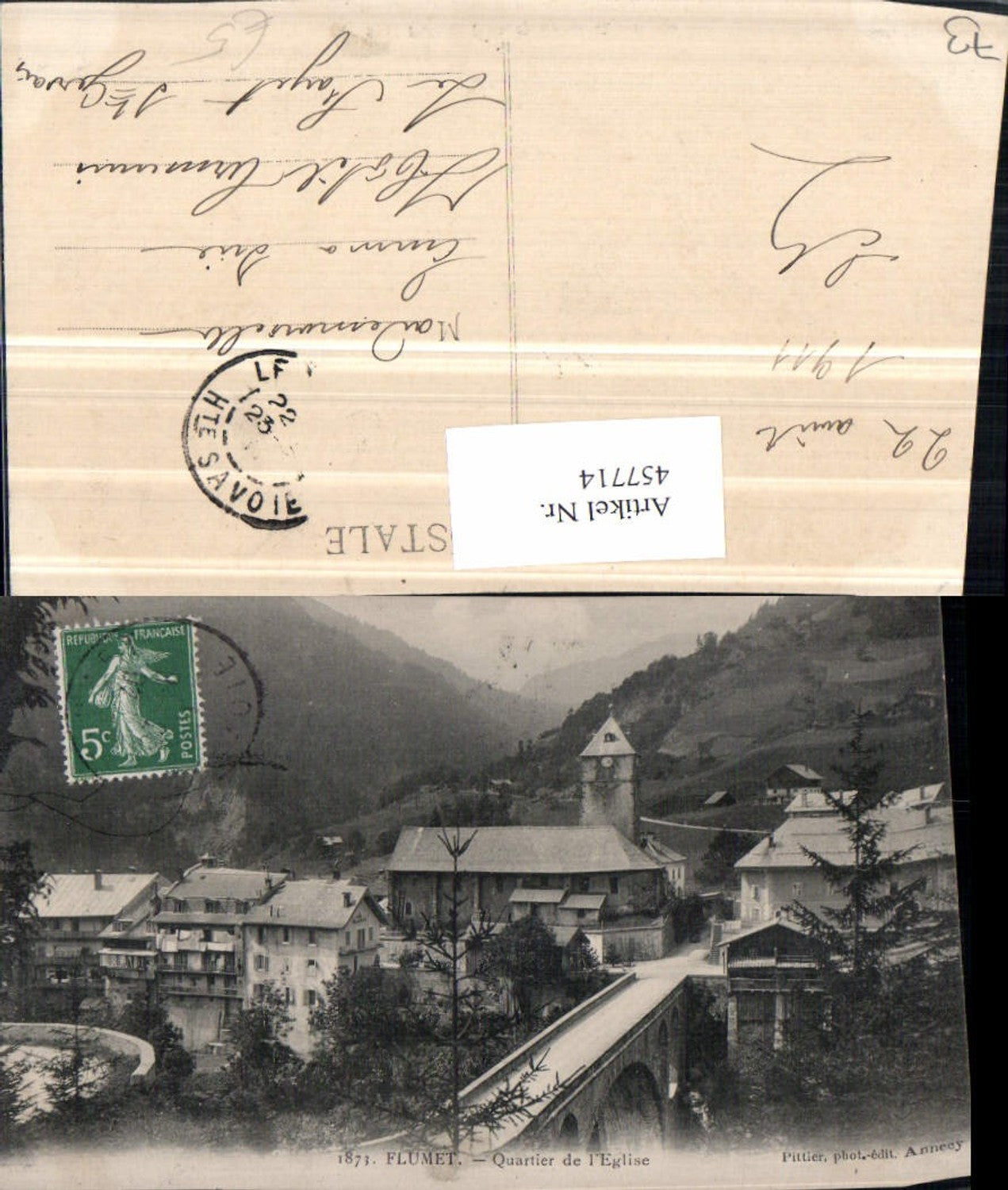 457714,Rhone-Alpes Savoie Flumet Quartier de Eglise Kirche Brücke