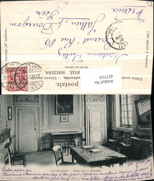 457719,Rhone-Alpes Savoie Les Charmettes Salon J.J. Rousseau Innenansicht