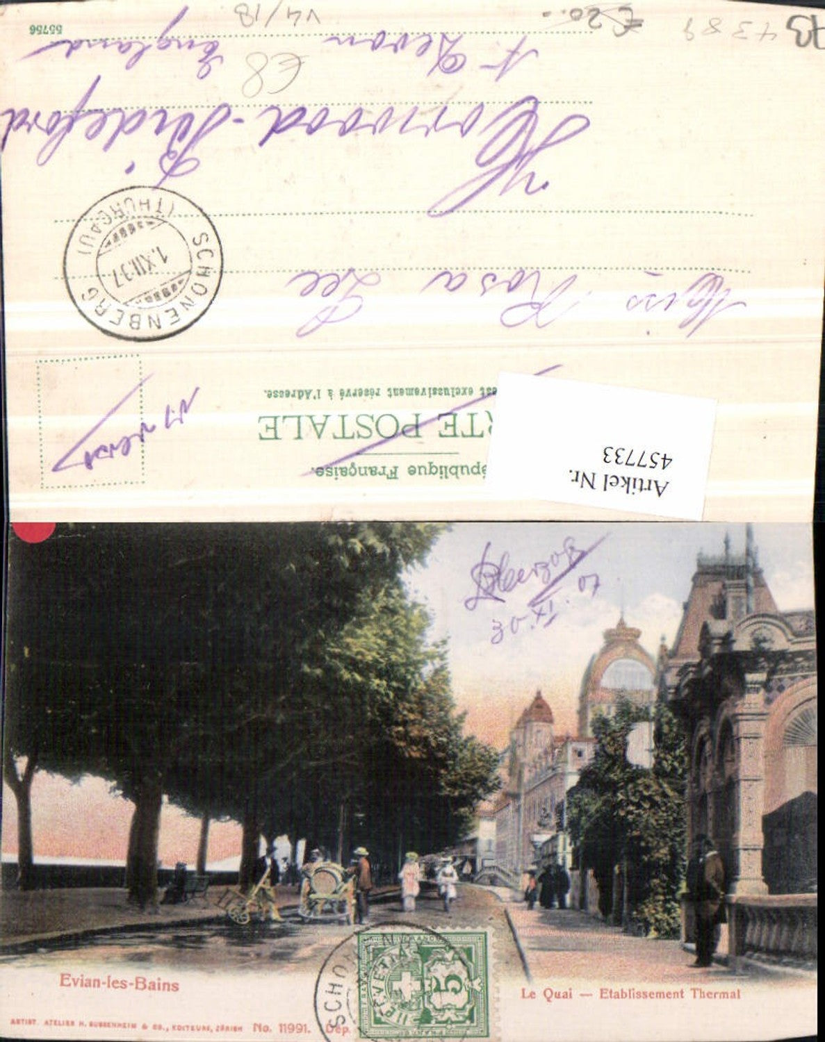 457733,Rhone-Alpes Savoie Evian-les-Bains Etablissement Thermal Straßenansicht