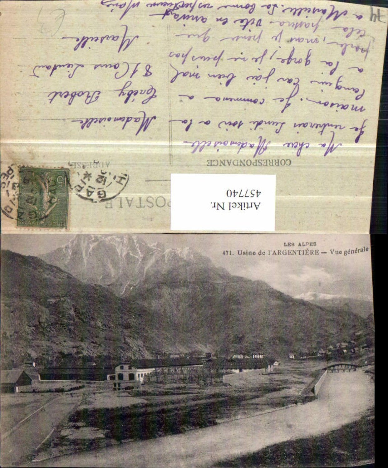 457740,Rhone-Alpes Haute-Savoie Usine Argentiere Vue generale Fabrik