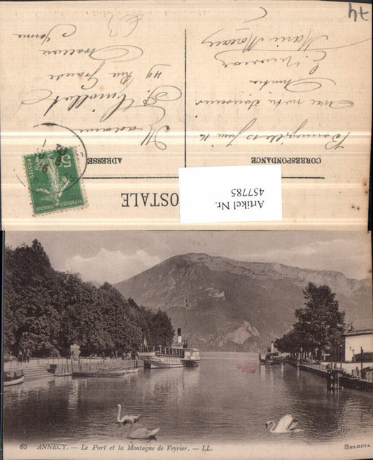 457785,Rhone-Alpes Haute-Savoie Annecy Port et Montagne Veyrier Dampfer