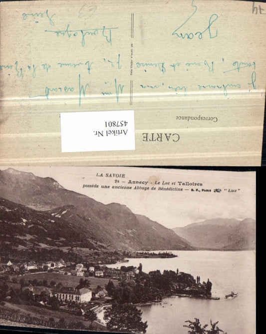 457801,Rhone-Alpes Haute-Savoie Annecy Lac et Talloires See Bergkulisse