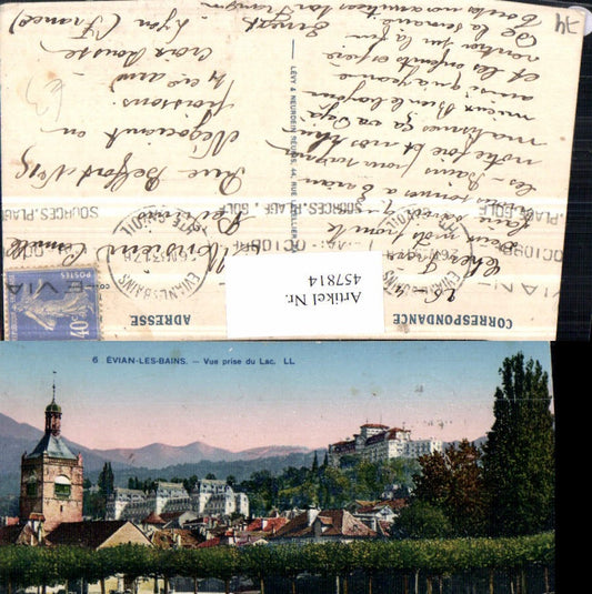 457814,Rhone-Alpes Haute-Savoie Evian-les-Bains Vue prise du Lac Teilansicht