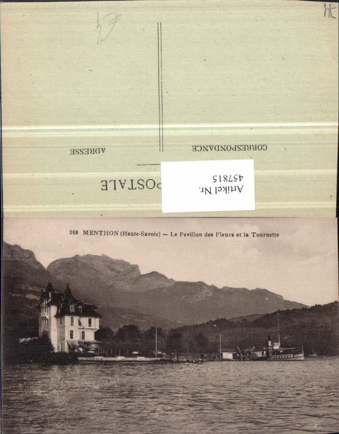 457815,Rhone-Alpes Haute-Savoie Menthon Pavillon Fleurs Dampfer