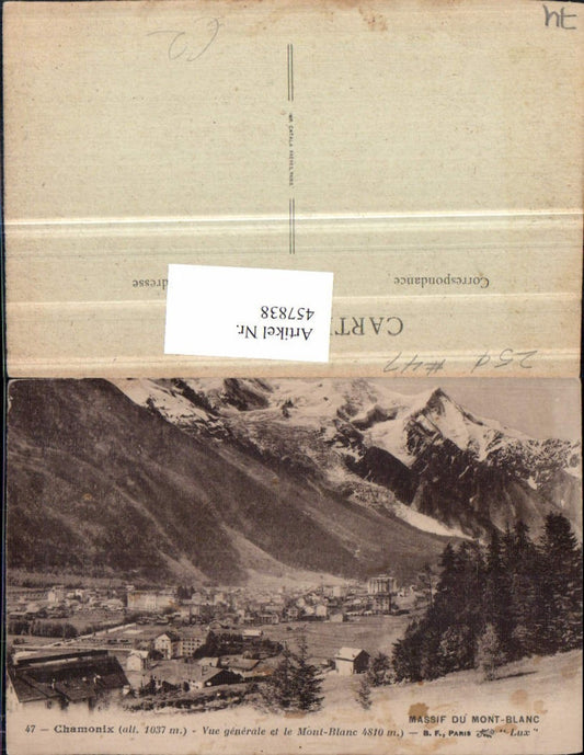 457838,Rhone-Alpes Haute-Savoie Chamonix Vue generale Totale Bergkulisse