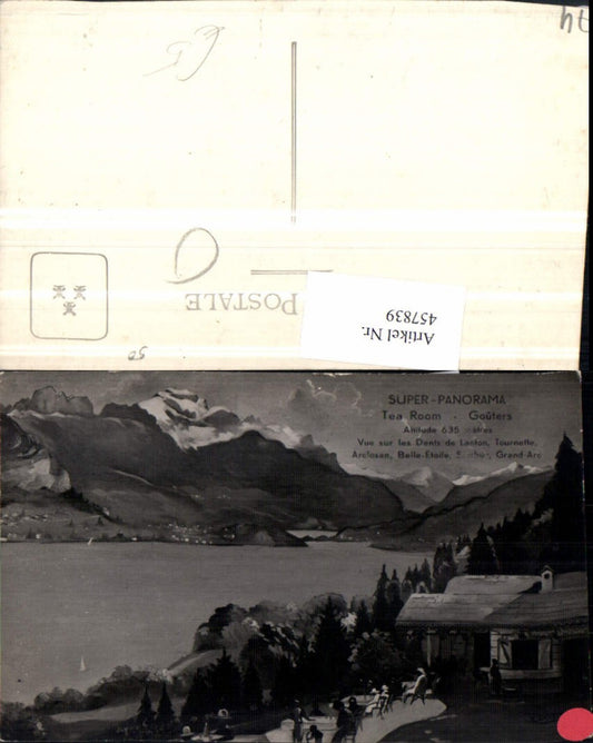 457839,Künstler AK Rhone-Alpes Haute-Savoie Tea Room Gouters See Bergkulisse