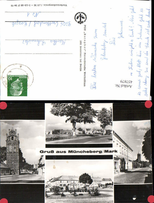 457879,Müncheberg Teilansicht Turm Kirche Mehrbildkarte