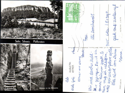457925,Sächsische Schweiz Pfaffenstein b. Königstein Kletterer Mehrbildkarte