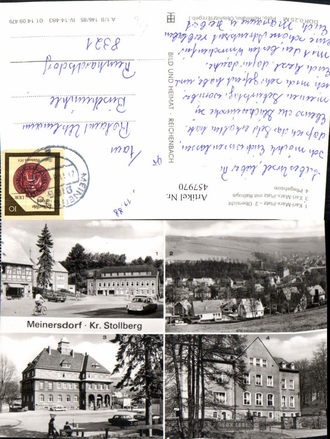457970,Meinersdorf Totale Rathaus Pflegeheim Mehrbildkarte pub VEB