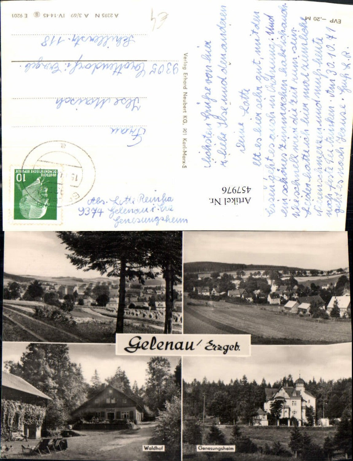 457976, Gelenau in the Ore Mountains, Waldhof multi-view postcard